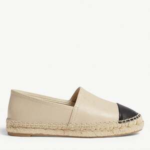 NEW Aldo Cone Leather Espadrilles Natural Cream Black Block Slip On Flats 9
